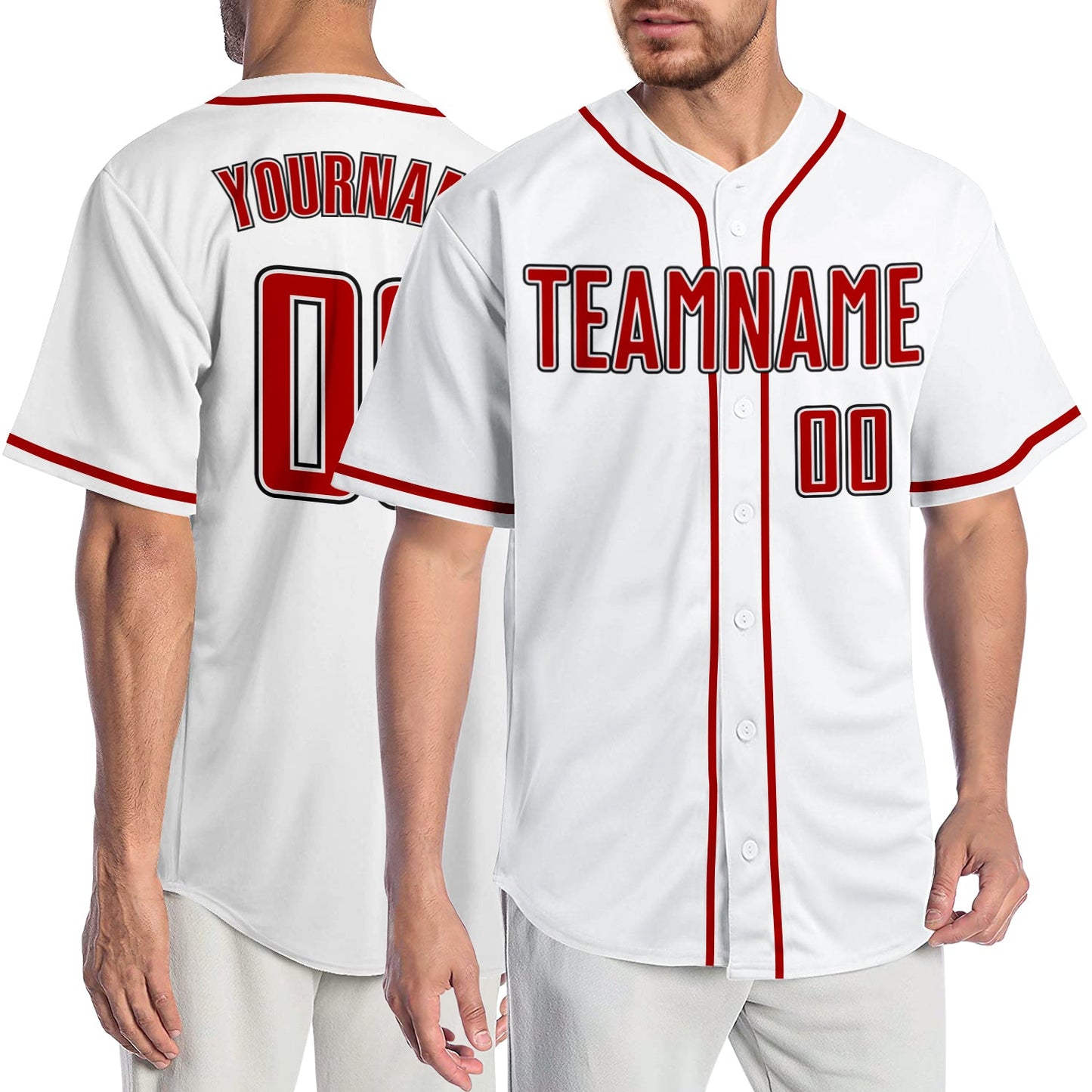 Custom White Red-Black Authentic Baseball Jersey - Sky-Custom
