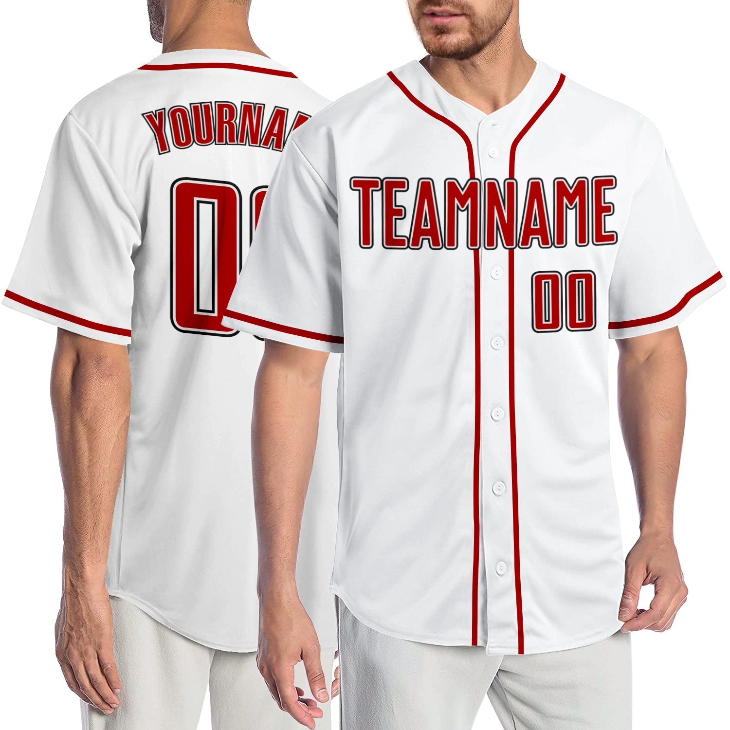 Custom White Red-Black Authentic Baseball Jersey - Sky-Custom