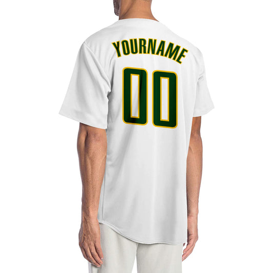 Custom White Green-Gold Authentic Baseball Jersey - Sky-Custom