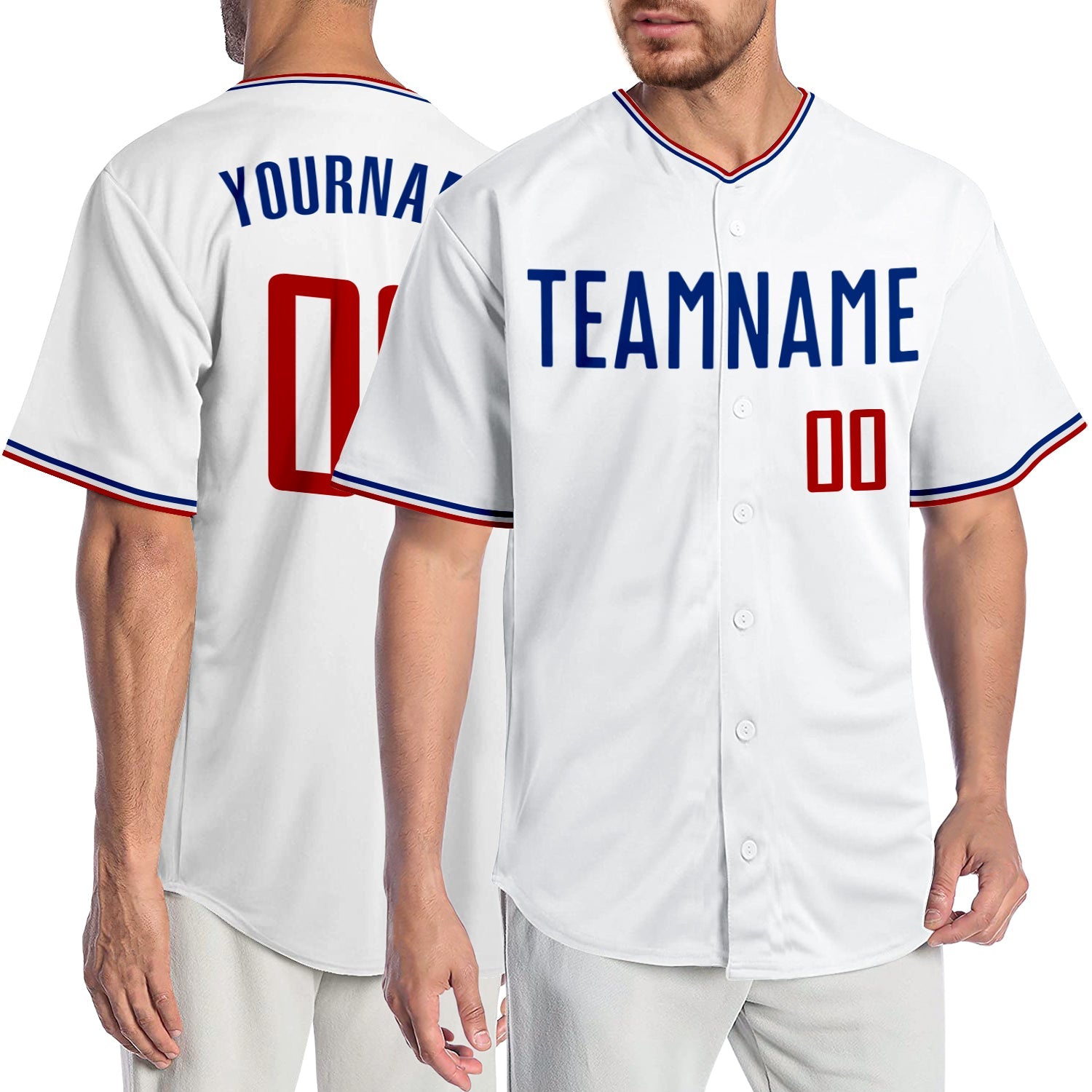Custom White Red-Royal Authentic Baseball Jersey - Sky-Custom