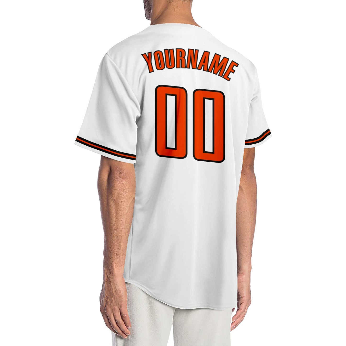 Custom White Orange-Black Authentic Baseball Jersey - Sky-Custom
