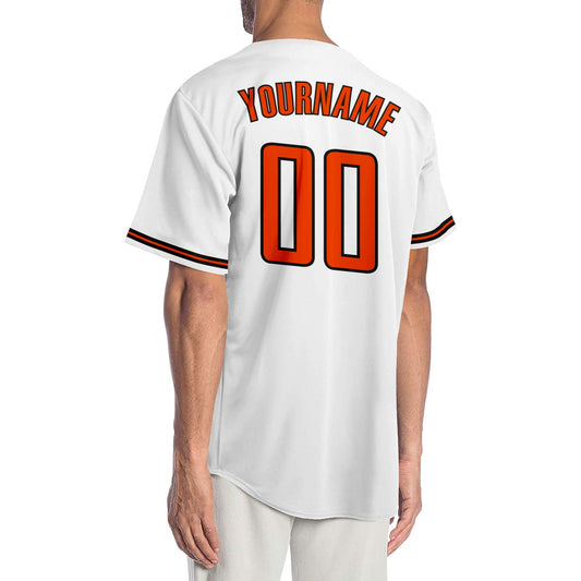 Custom White Orange-Black Authentic Baseball Jersey - Sky-Custom