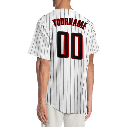 Custom White Black Pinstripe Black-Red Authentic Baseball Jersey - Sky-Custom