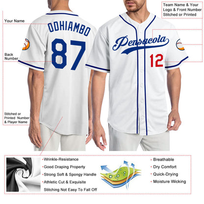 Custom White Royal-Red Authentic Baseball Jersey - Sky-Custom