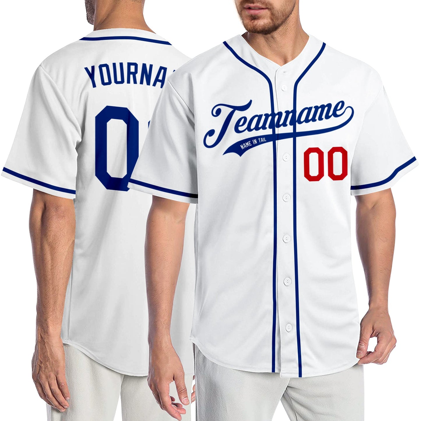 Custom White Royal-Red Authentic Baseball Jersey - Sky-Custom