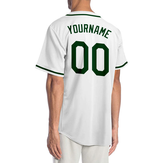 Custom White Green-Black Authentic Baseball Jersey - Sky-Custom