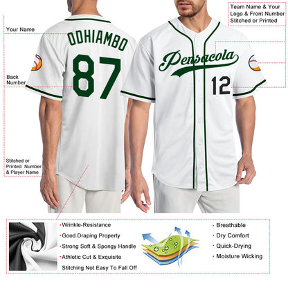Custom White Green-Black Authentic Baseball Jersey - Sky-Custom