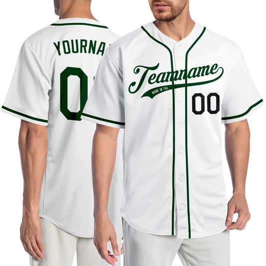 Custom White Green-Black Authentic Baseball Jersey - Sky-Custom