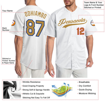 Custom White Old Gold-Red Authentic Baseball Jersey - Sky-Custom