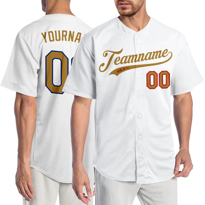 Custom White Old Gold-Red Authentic Baseball Jersey - Sky-Custom