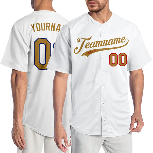Custom White Old Gold-Red Authentic Baseball Jersey - Sky-Custom