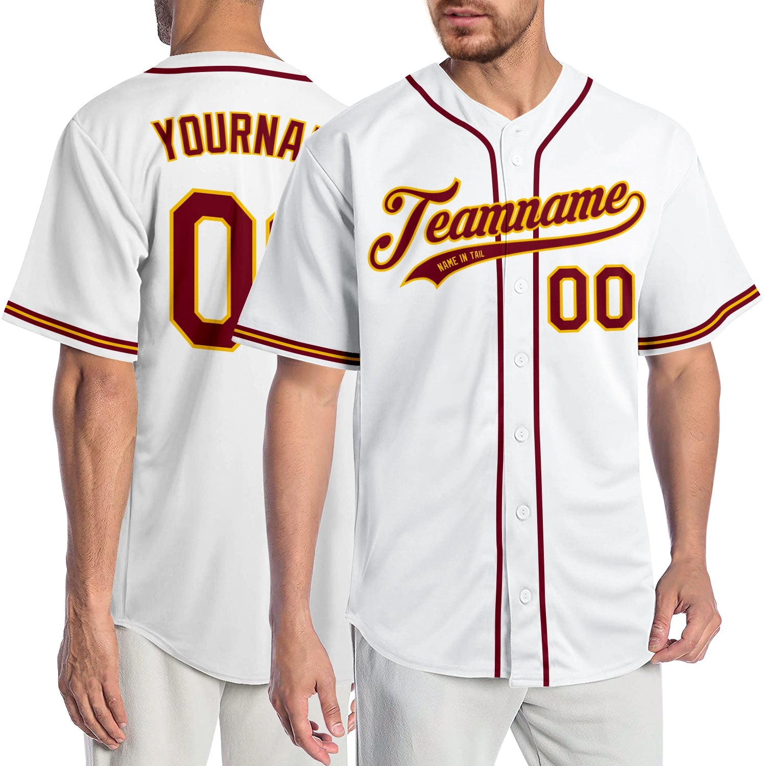 Custom White Crimson-Gold Authentic Baseball Jersey - Sky-Custom