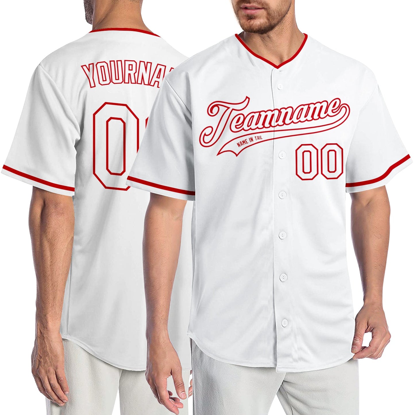 Custom White White-Red Authentic Baseball Jersey - Sky-Custom