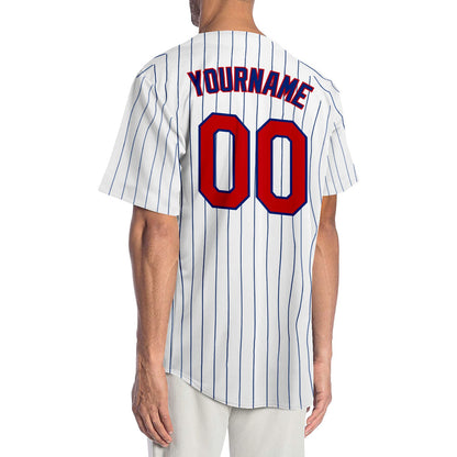 Custom White Royal Pinstripe Red-Royal Authentic Baseball Jersey - Sky-Custom