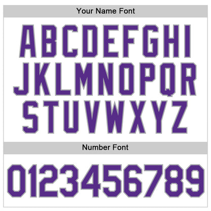 Custom White Purple Pinstripe Purple-Gray Authentic Baseball Jersey - Sky-Custom