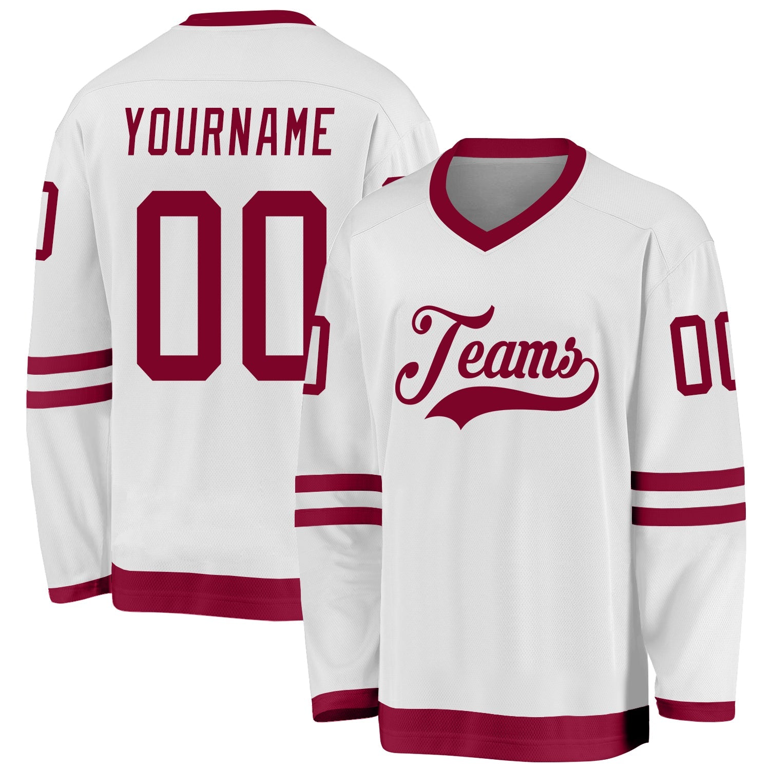 Custom White Maroon Hockey Jersey - Sky-Custom