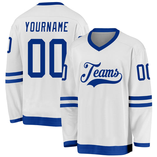 Custom White Royal Hockey Jersey - Sky-Custom