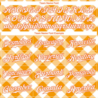 Custom White White-Orange 3D Pattern Design Orange Plaid Authentic Baseball Jersey - Sky-Custom