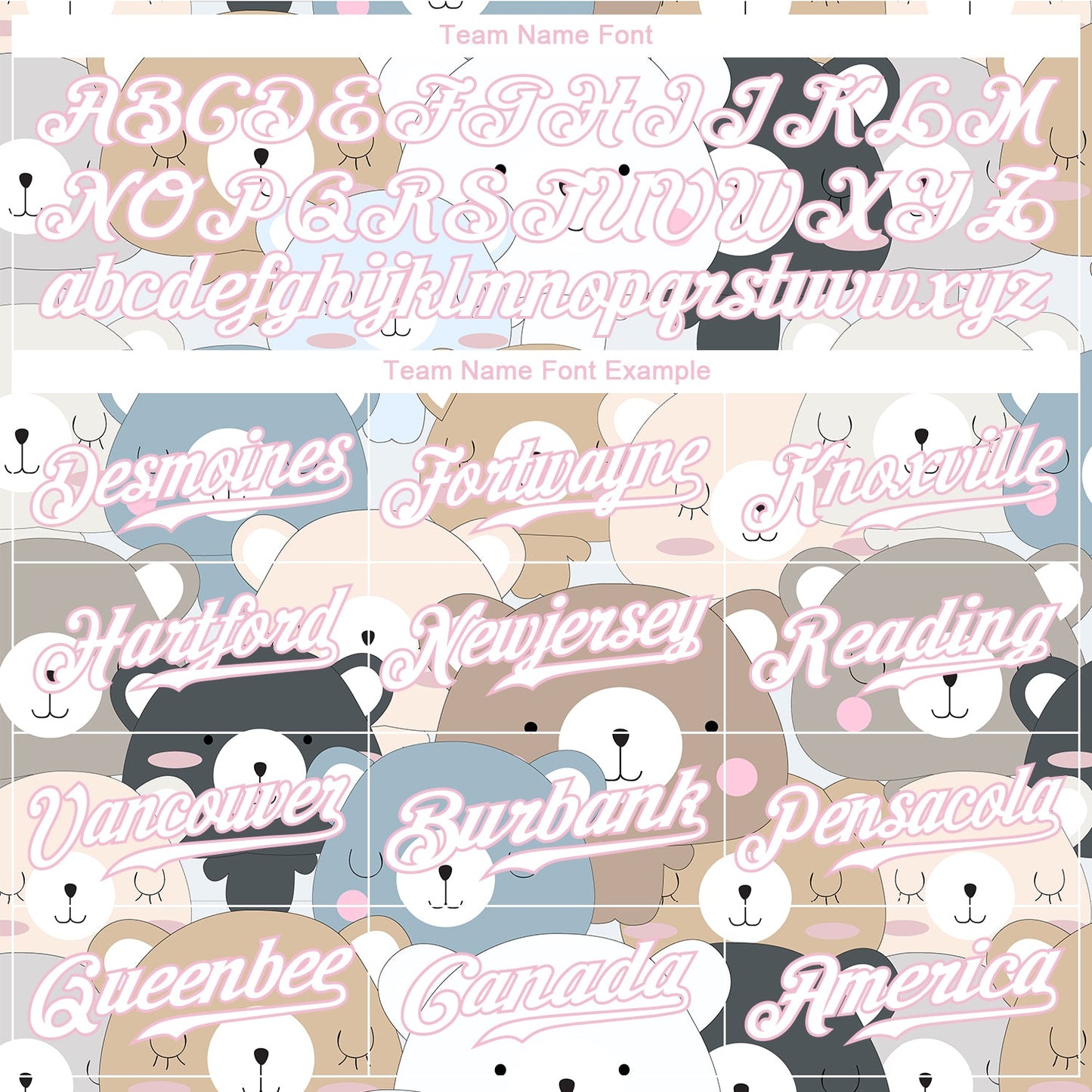 Custom White White-Light Pink 3D Pattern Design Teddy Bears Authentic Baseball Jersey - Sky-Custom