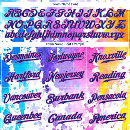 Custom White Royal-Pink 3D Pattern Design Watercolor Authentic Baseball Jersey - Sky-Custom