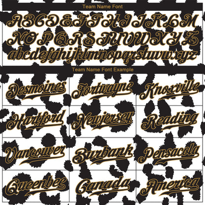 Custom White Black-Old Gold 3D Pattern Design Leopard Authentic Baseball Jersey - Sky-Custom