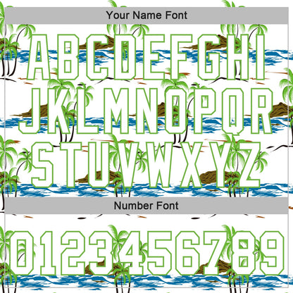 Custom White White-Neon Green 3D Pattern Design Beaches Authentic Baseball Jersey - Sky-Custom