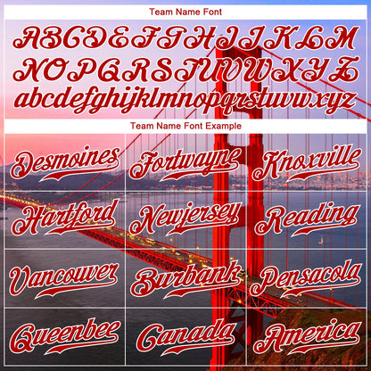Custom White Red-White 3D Pattern Design Golden Gate Bridge Authentic Baseball Jersey - Sky-Custom