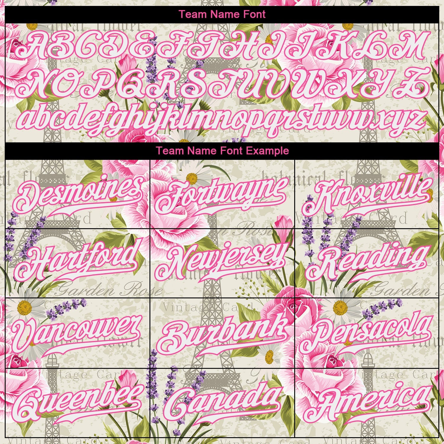 Custom White White-Pink 3D Pattern Design Floral Pattern With The Eiffel Tower Authentic Baseball Jersey - Sky-Custom