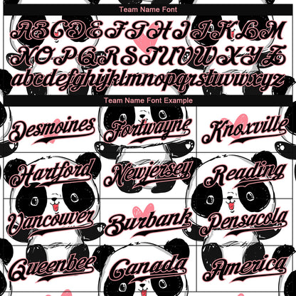 Custom White Black-Pink 3D Pattern Design Pandas Authentic Baseball Jersey - Sky-Custom