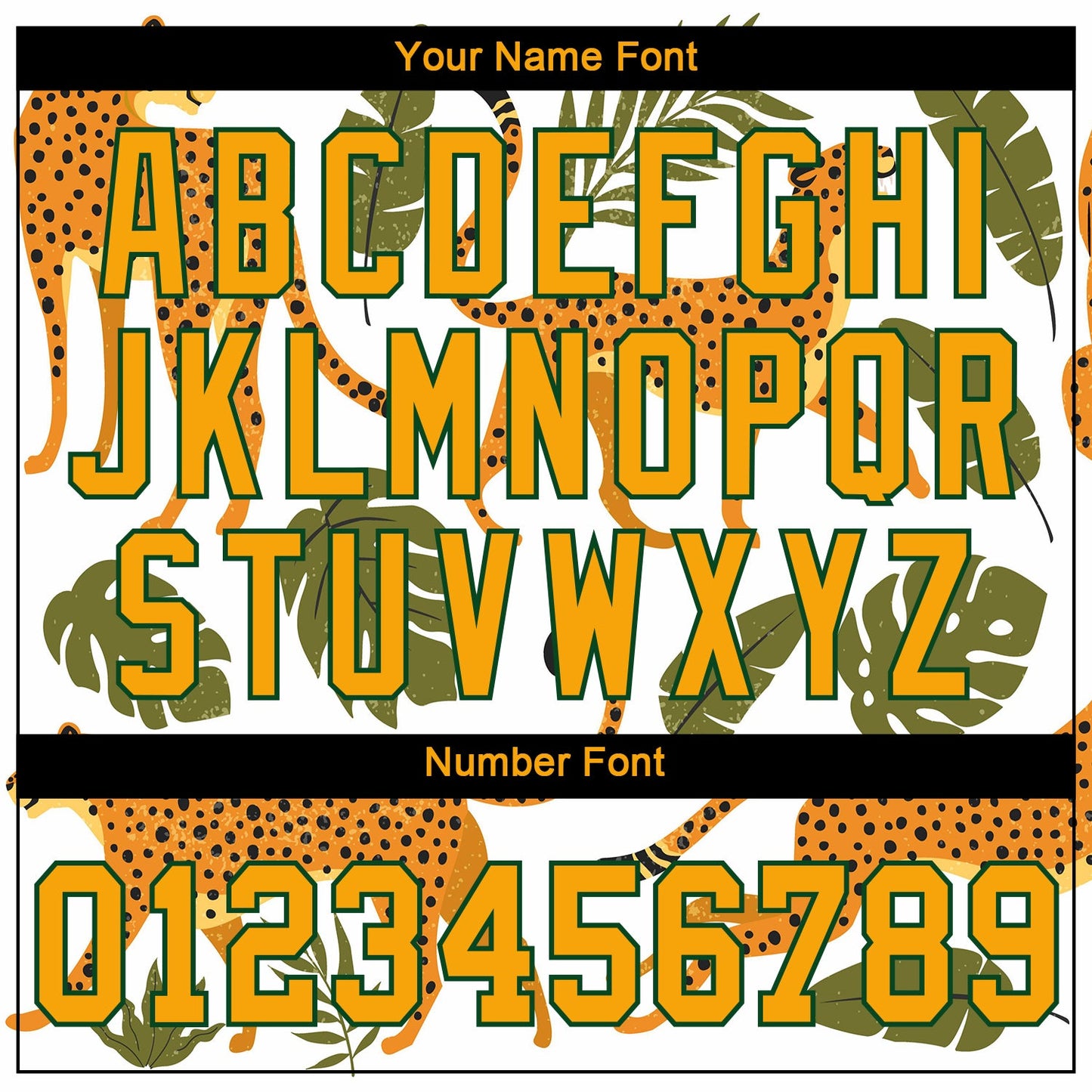 Custom White Gold-Green 3D Pattern Design Leopards And Tropical Palm Leaves Authentic Baseball Jersey - Sky-Custom