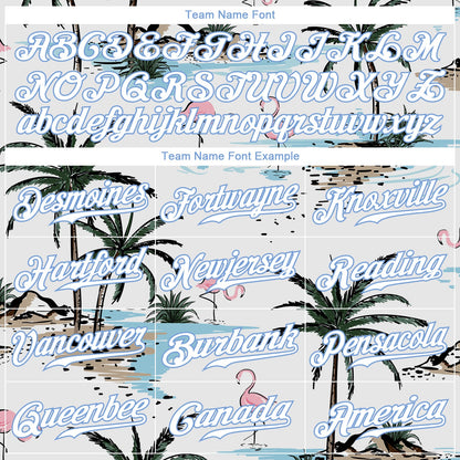 Custom White White-Light Blue 3D Pattern Design Hawaii Palm Trees Authentic Baseball Jersey - Sky-Custom