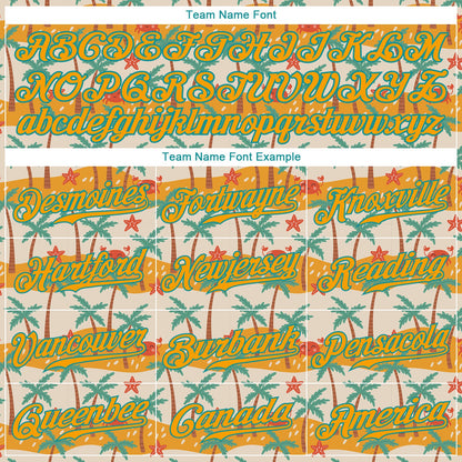 Custom White Gold-Teal 3D Pattern Design Hawaii Palm Trees Authentic Baseball Jersey - Sky-Custom