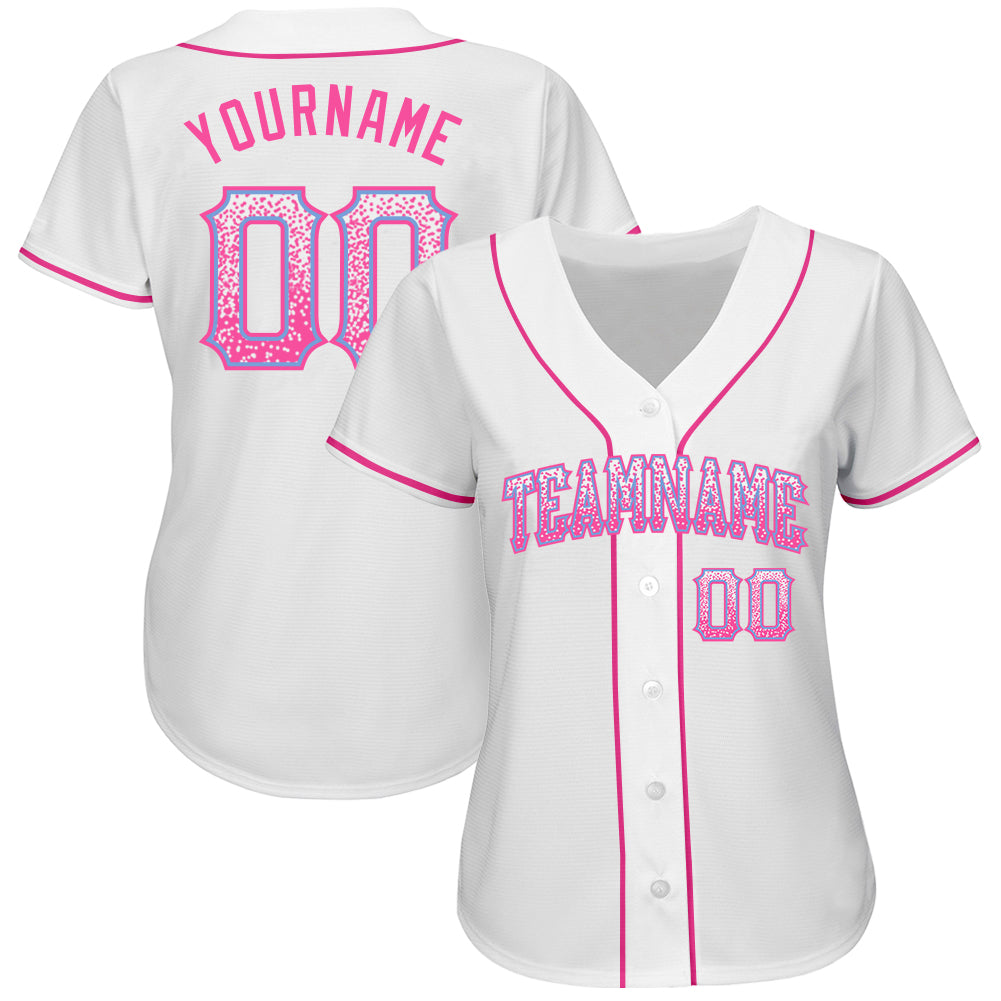 Custom White Pink-Light Blue Authentic Drift Fashion Baseball Jersey - Sky-Custom