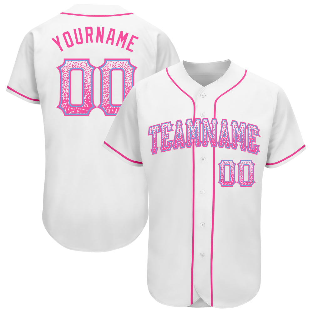 Custom White Pink-Light Blue Authentic Drift Fashion Baseball Jersey - Sky-Custom