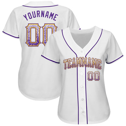 Custom White Purple-Gold Authentic Drift Fashion Baseball Jersey - Sky-Custom