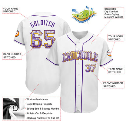 Custom White Purple-Gold Authentic Drift Fashion Baseball Jersey - Sky-Custom