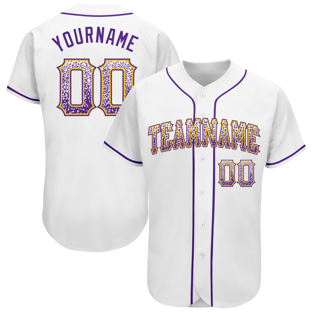 Custom White Purple-Gold Authentic Drift Fashion Baseball Jersey - Sky-Custom