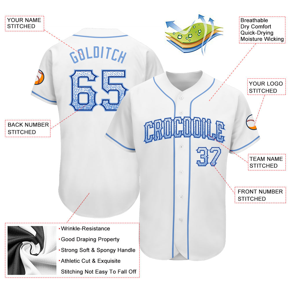 Custom White Light Blue-Royal Authentic Drift Fashion Baseball Jersey - Sky-Custom