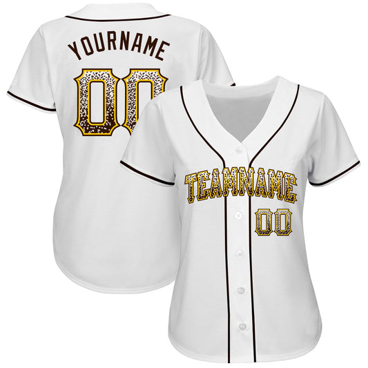 Custom White Brown-Gold Authentic Drift Fashion Baseball Jersey - Sky-Custom