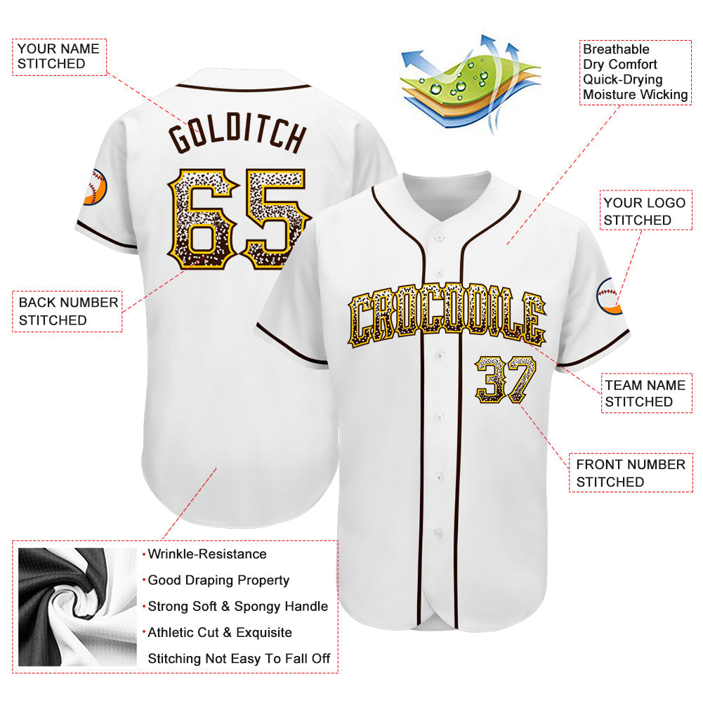 Custom White Brown-Gold Authentic Drift Fashion Baseball Jersey - Sky-Custom