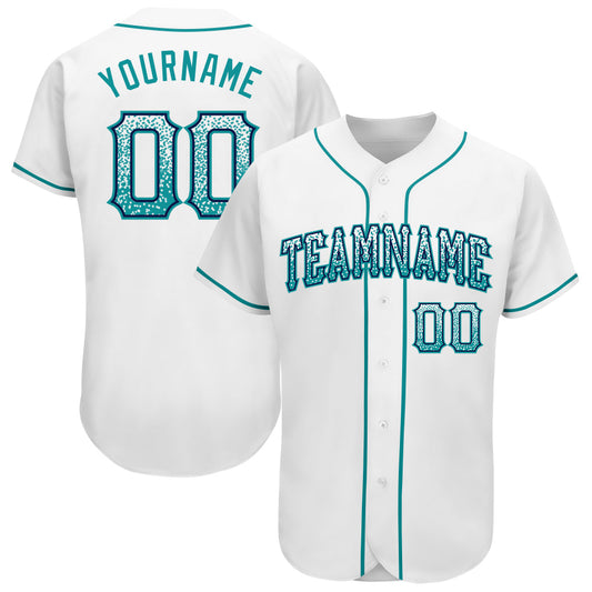 Custom White Teal-Navy Authentic Drift Fashion Baseball Jersey - Sky-Custom