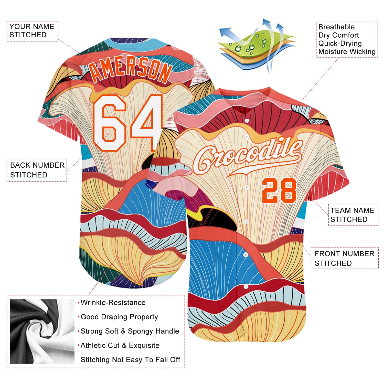 Custom White White-Orange 3D Pattern Design Flowers Authentic Baseball Jersey - Sky-Custom