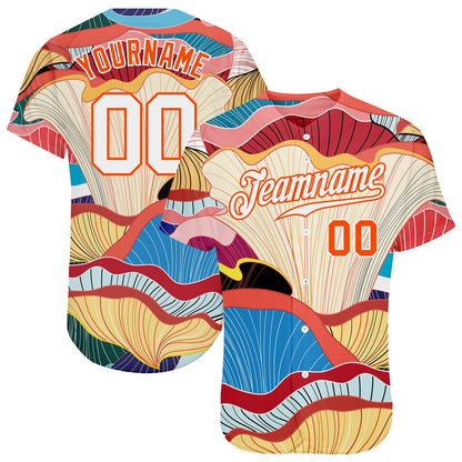 Custom White White-Orange 3D Pattern Design Flowers Authentic Baseball Jersey - Sky-Custom
