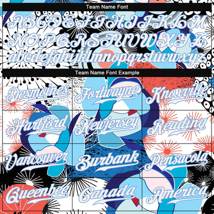 Custom White White-Light Blue 3D Pattern Design Flowers Authentic Baseball Jersey - Sky-Custom
