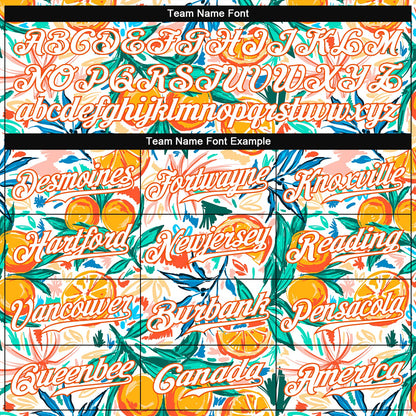 Custom White Orange 3D Pattern Design Fruit Authentic Baseball Jersey - Sky-Custom