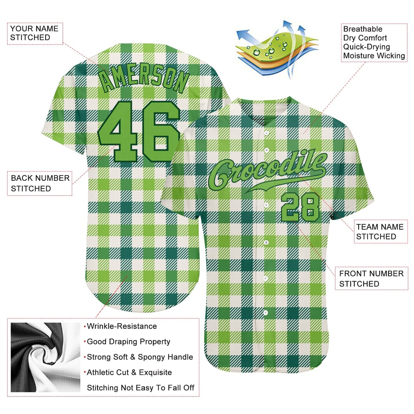 Custom White Neon Green-Green 3D Pattern Design Authentic St. Patrick's Day Baseball Jersey - Sky-Custom
