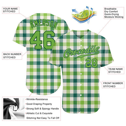 Custom White Neon Green-Green 3D Pattern Design Authentic St. Patrick's Day Baseball Jersey - Sky-Custom