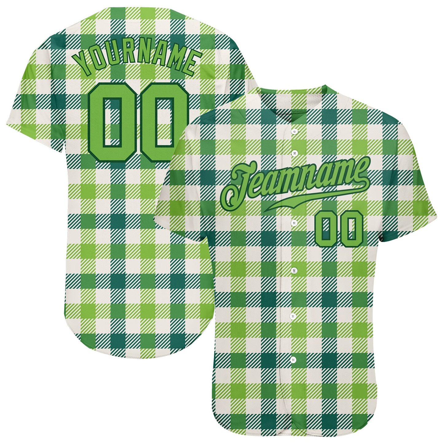 Custom White Neon Green-Green 3D Pattern Design Authentic St. Patrick's Day Baseball Jersey - Sky-Custom