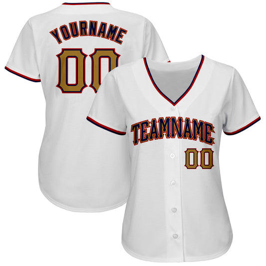 Custom White Old Gold-Navy Authentic Baseball Jersey - Sky-Custom