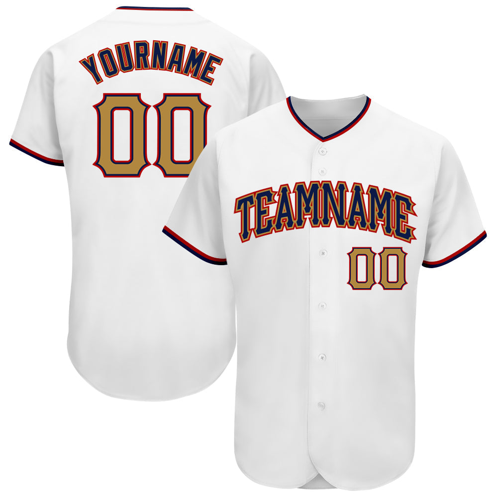 Custom White Old Gold-Navy Authentic Baseball Jersey - Sky-Custom